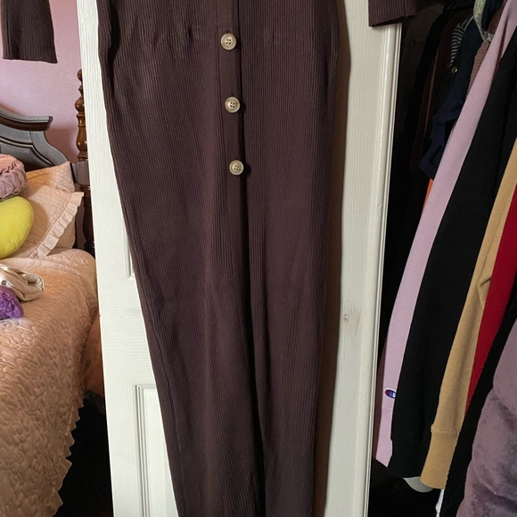 Pretty Little Thing Chocolate Ribbed Button Up Knitted Maxi Dress Small - Picture 6 of 6